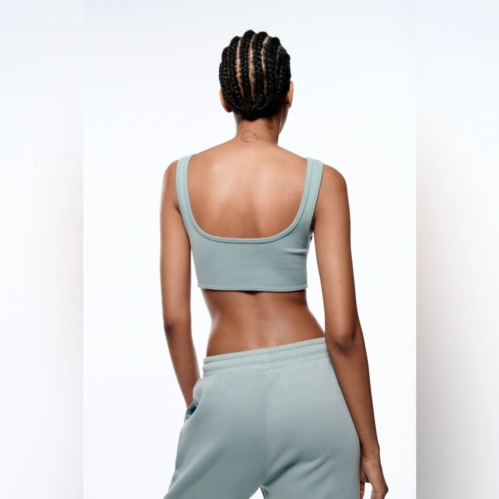 Zara crop top/sweatpants set - Picture 2 of 7